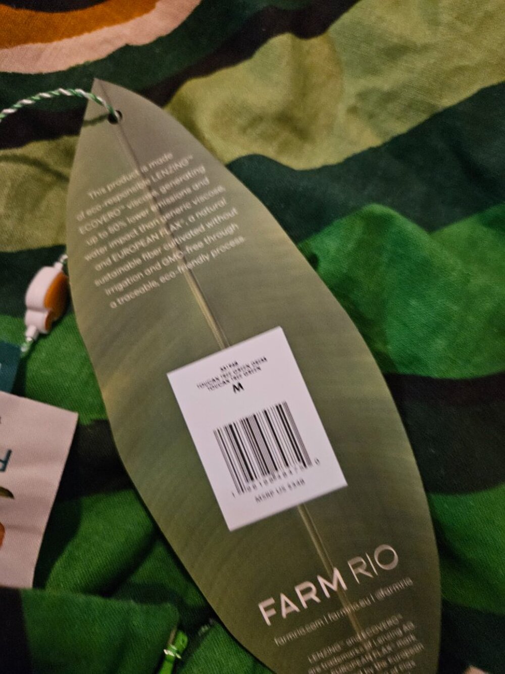 NWT M Farm Rio green toucan tree maxi dress RARE - Picture 7 of 14